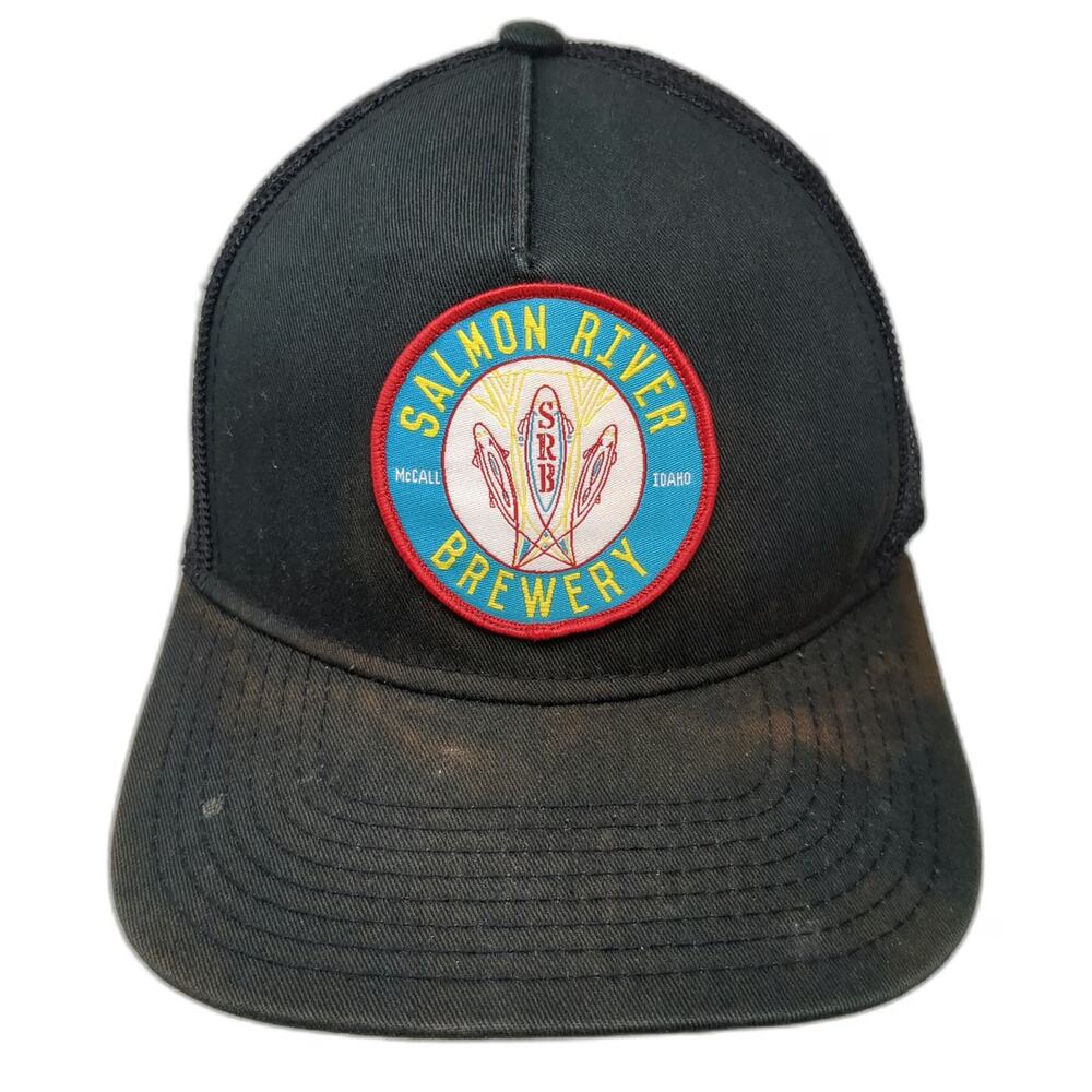 Otto Trucker Hat Black One Size Salmon River Brewery McCall Idaho Mesh Snapback